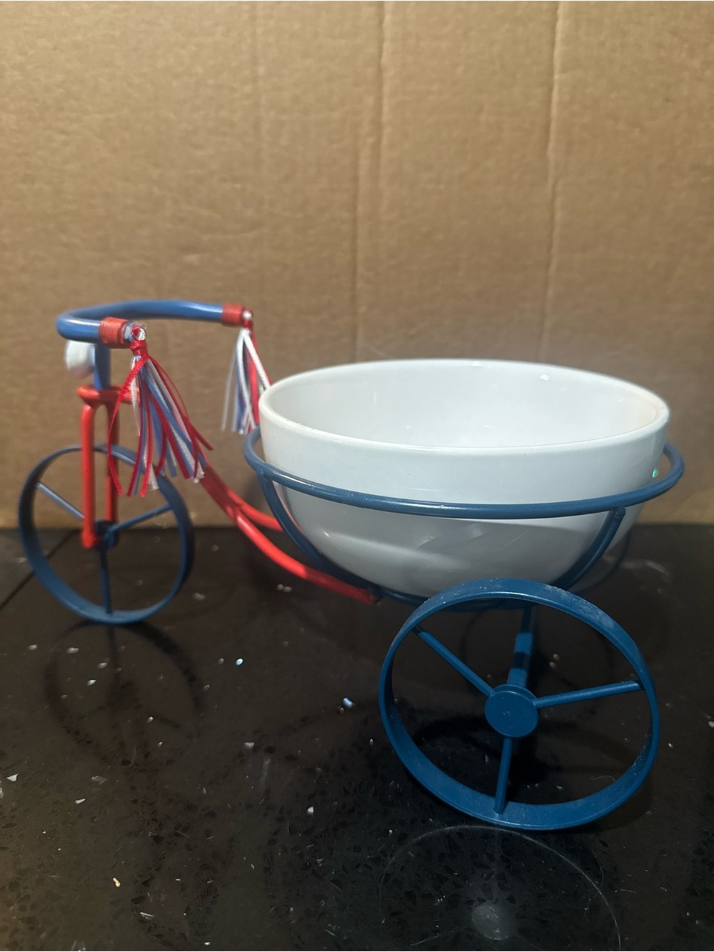 Pier 1 Decorative Tricycle Bowl in Blue, Red & White